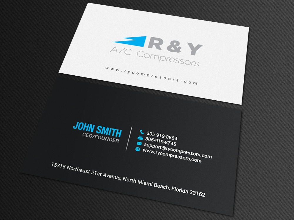 Business Card Design by chandrayaan.creative for R & Y A/C Compressors  | Design #16289375