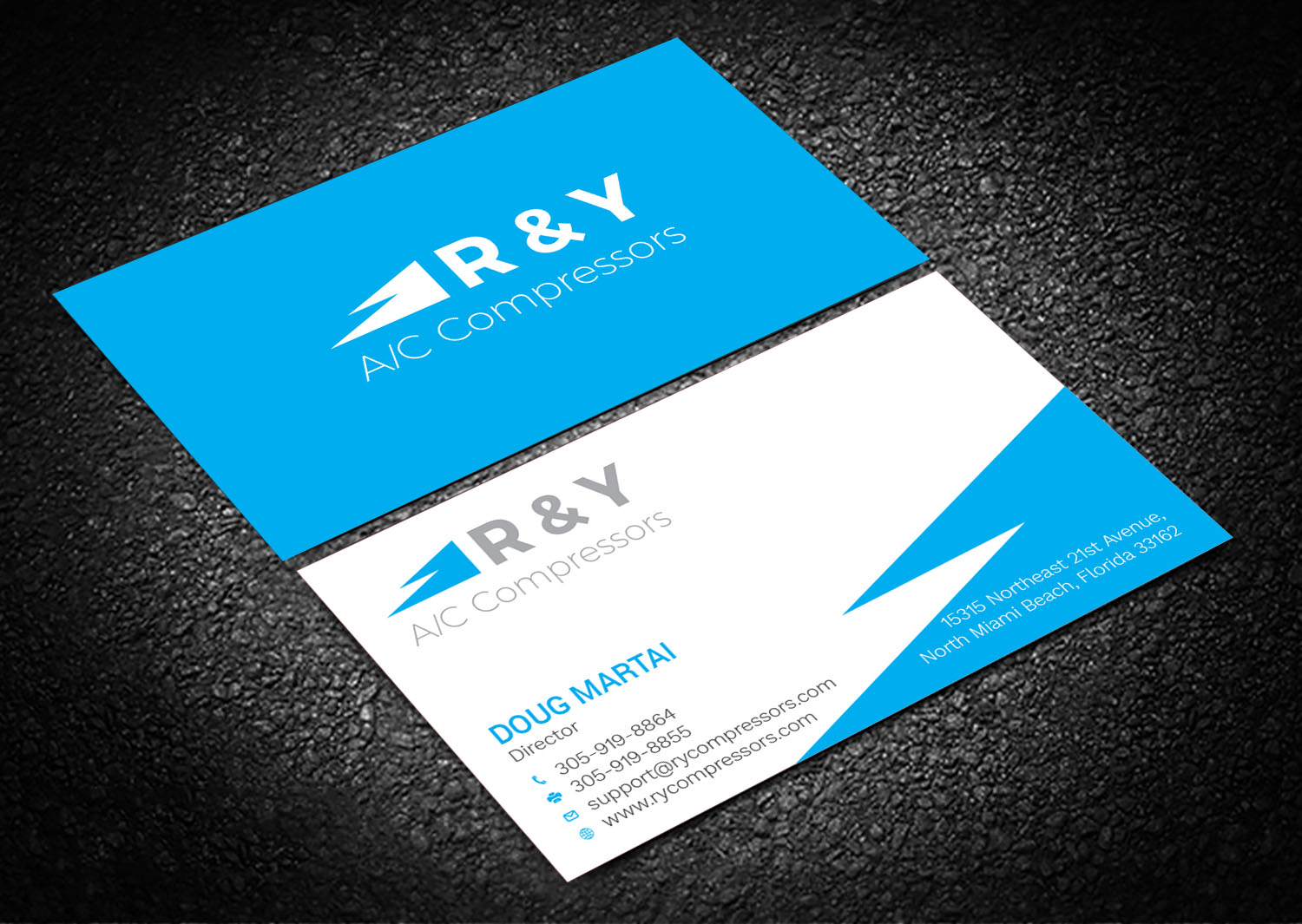 Business Card Design by Graphic Flame for R & Y A/C Compressors  | Design #16291469