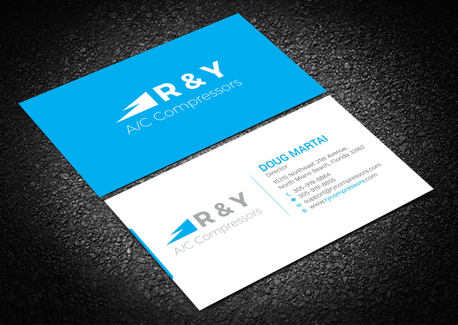 Business Card Design by Graphic Flame for R & Y A/C Compressors  | Design #16291473