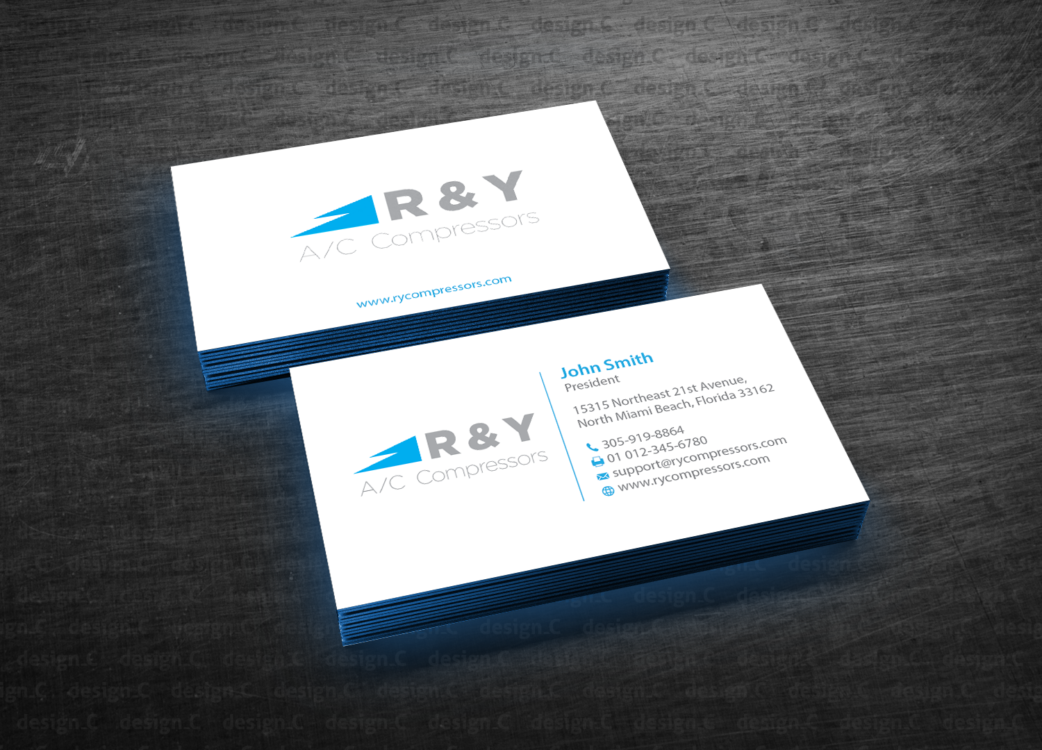 Business Card Design by design_C. for R & Y A/C Compressors  | Design #16301924