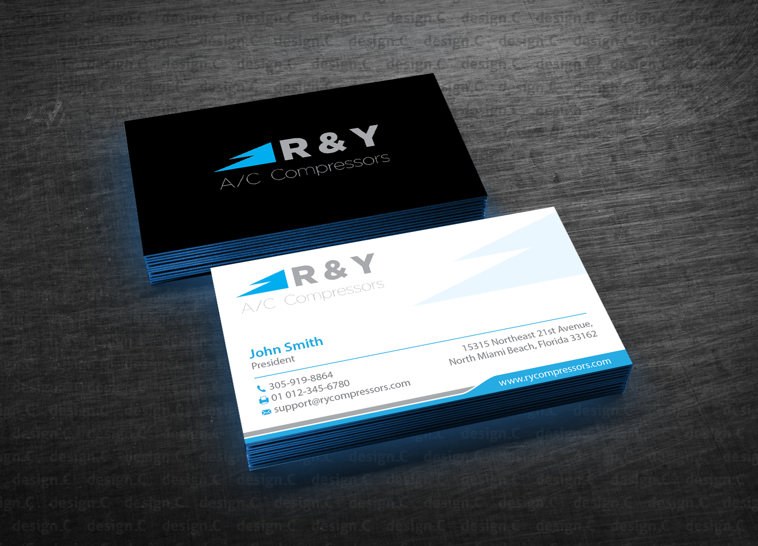 Business Card Design by design_C. for R & Y A/C Compressors  | Design #16304018