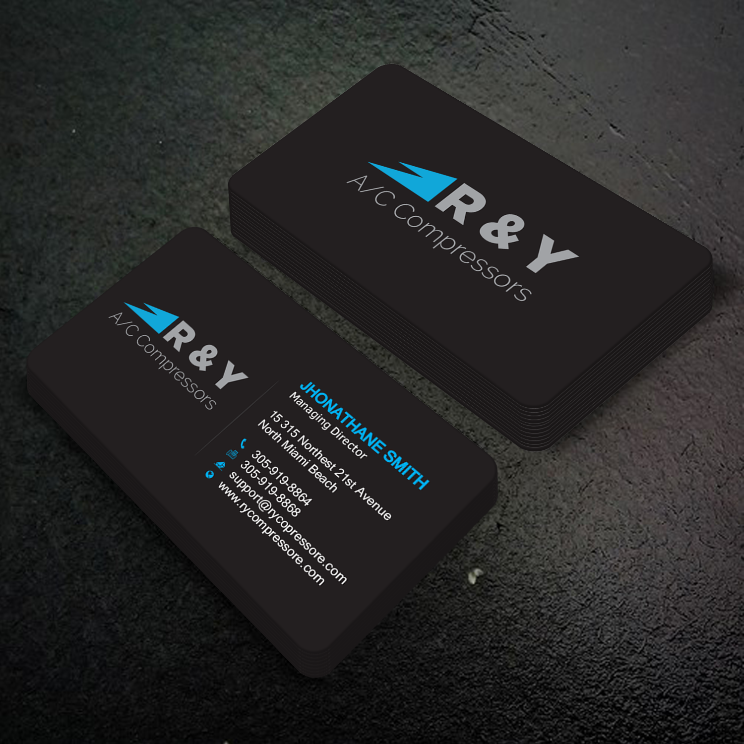 Business Card Design by HR KHAN for R & Y A/C Compressors  | Design #16330931