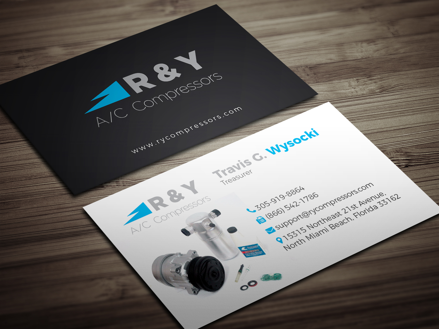 Business Card Design by rayhansumon for R & Y A/C Compressors  | Design #16295369