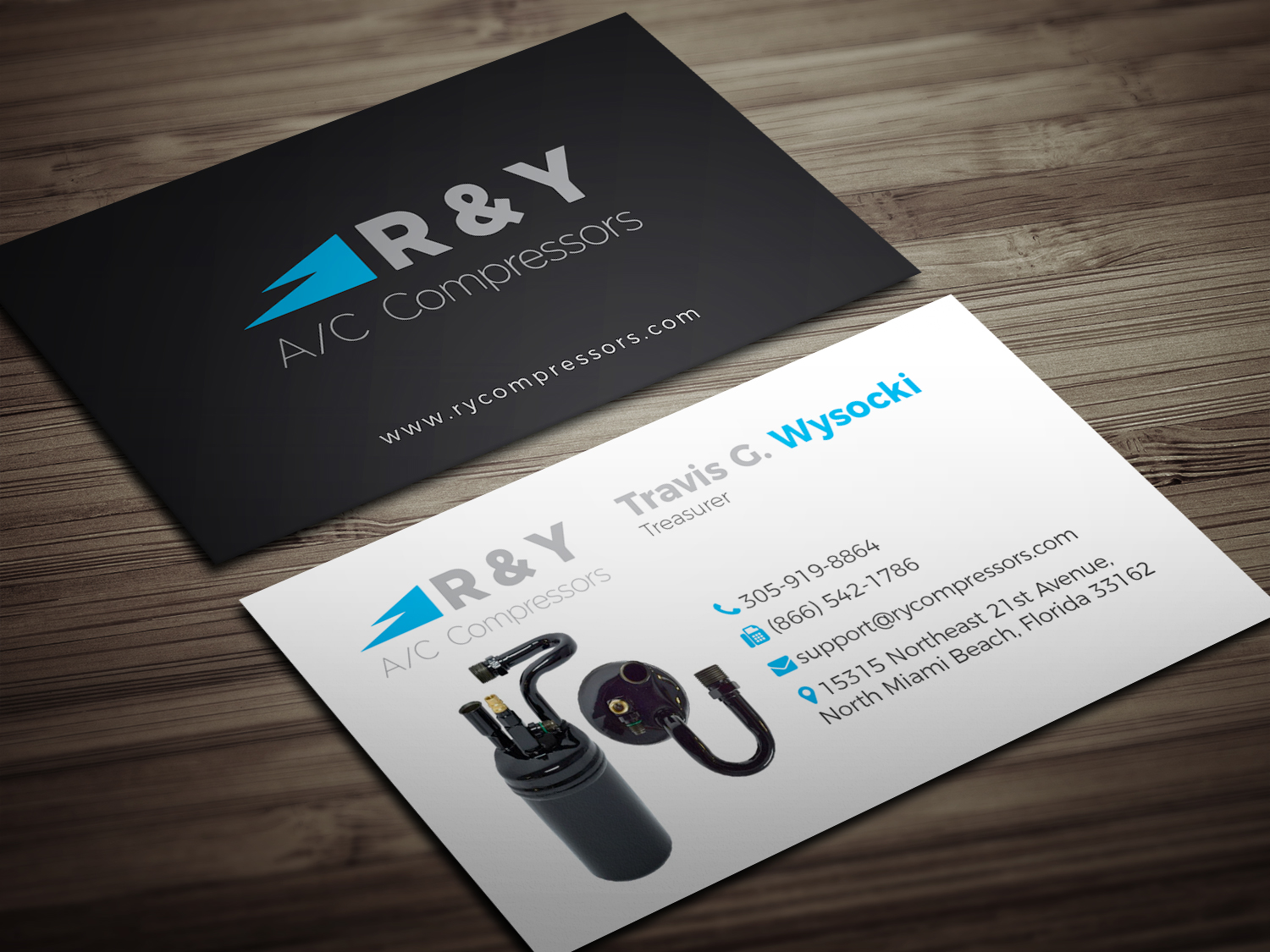 Business Card Design by rayhansumon for R & Y A/C Compressors  | Design #16295371