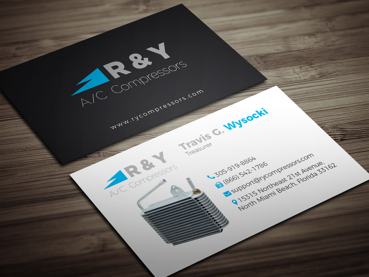 Business Card Design by rayhansumon for R & Y A/C Compressors  | Design #16295383