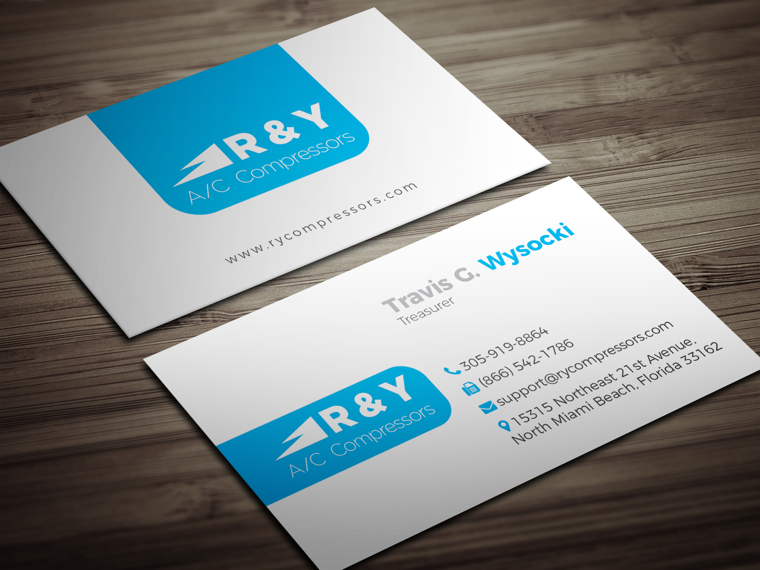 Business Card Design by rayhansumon for R & Y A/C Compressors  | Design #16295405
