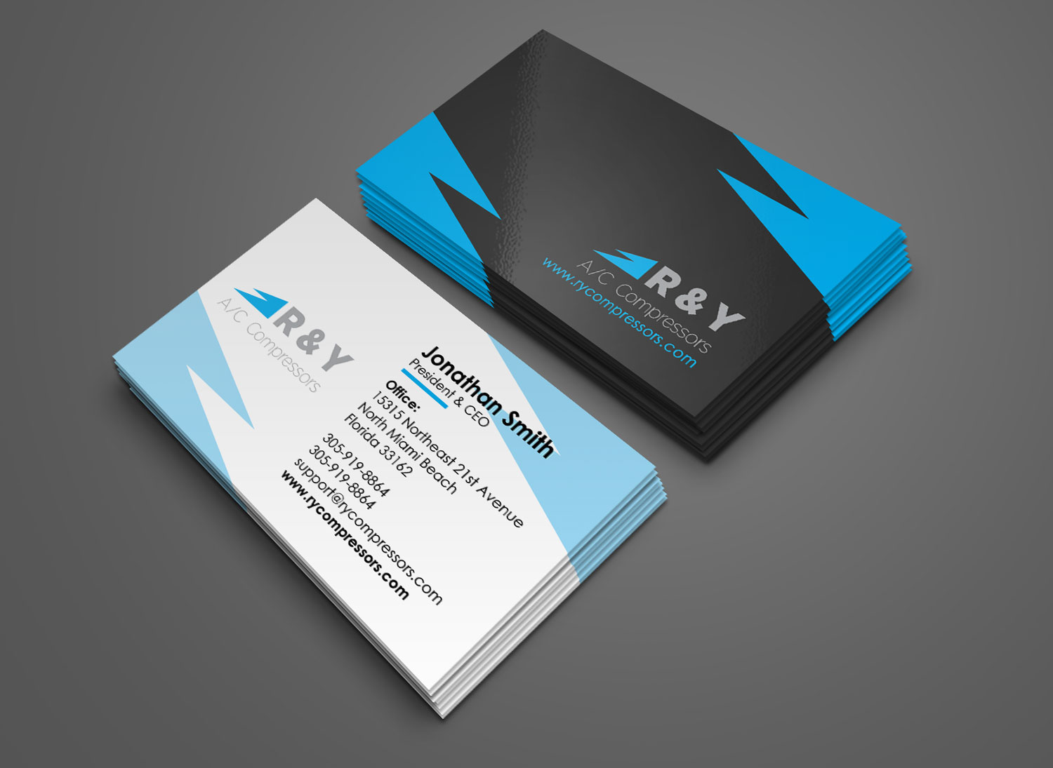 Business Card Design by navacreative for R & Y A/C Compressors  | Design #16309050