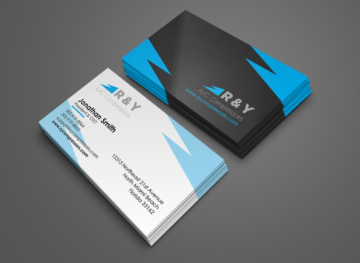 Business Card Design by navacreative for R & Y A/C Compressors  | Design #16309080