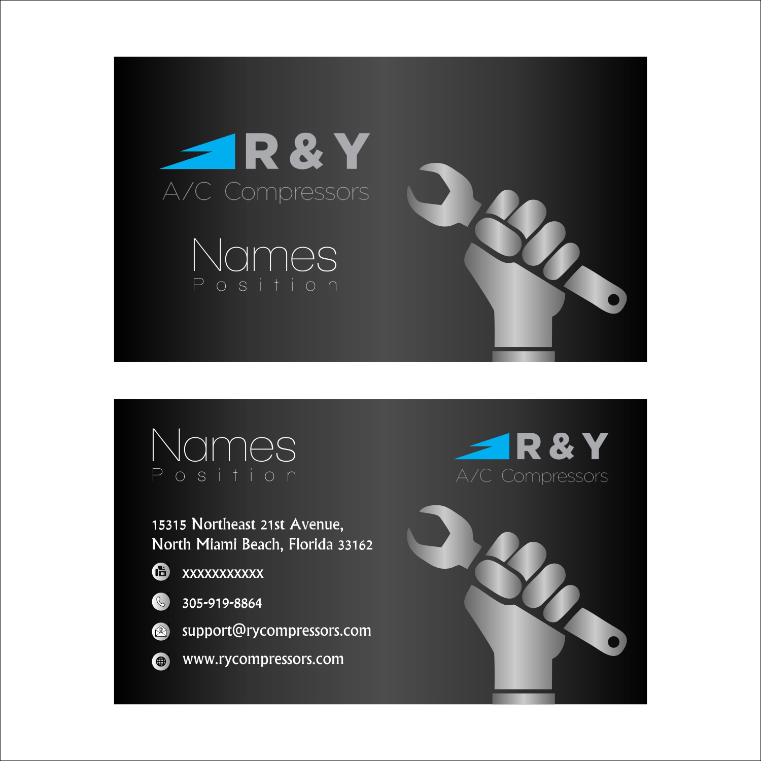 Business Card Design by Arialdy 2 for R & Y A/C Compressors  | Design #16291327