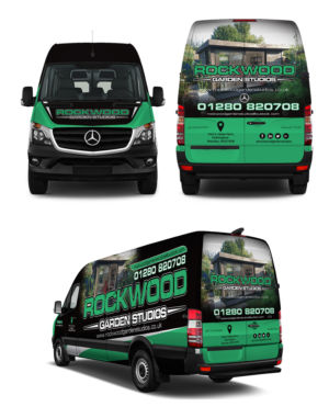 Van wrap design for Mercedes Sprinter long wheelbase high top 2017 model for Rockwood Garden Studios | Signage Design by Priyo Subarkah