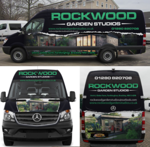 Van wrap design for Mercedes Sprinter long wheelbase high top 2017 model for Rockwood Garden Studios | Signage Design by Adi Saos