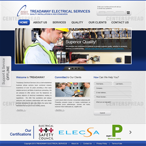 Wordpress Design by CENTERSPREAD for Treadaway Electrical Services | Design: #2708089