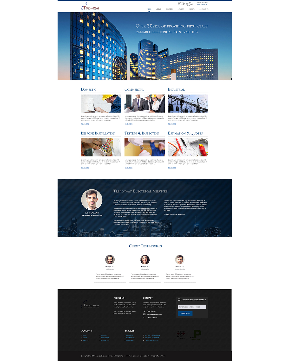 Wordpress Design by Emmanuel for Treadaway Electrical Services | Design #2712618