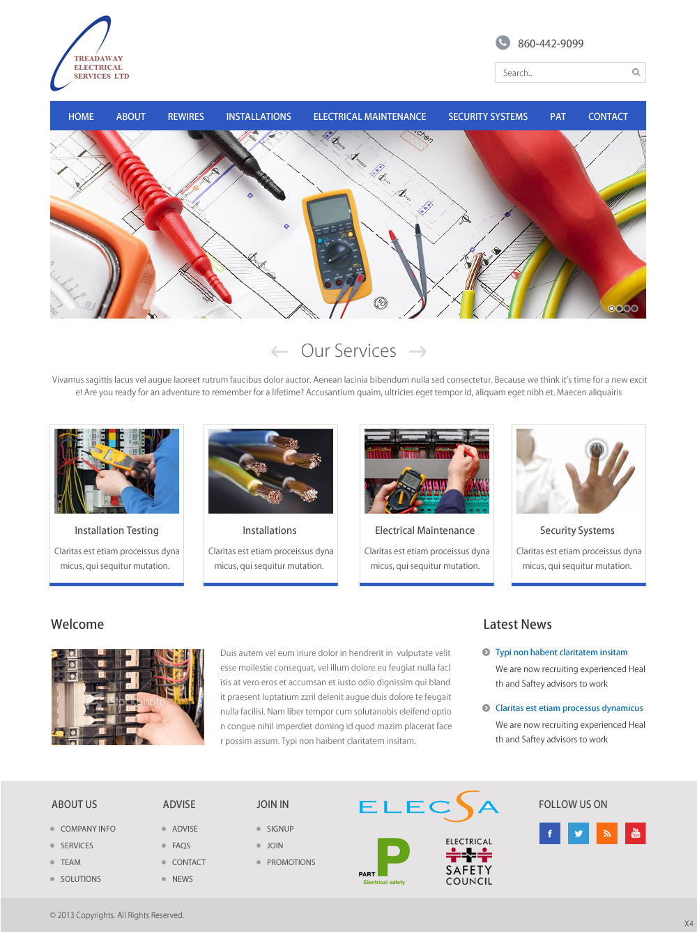 Diseño Wordpress por pb para Treadaway Electrical Services | Diseño #2673788