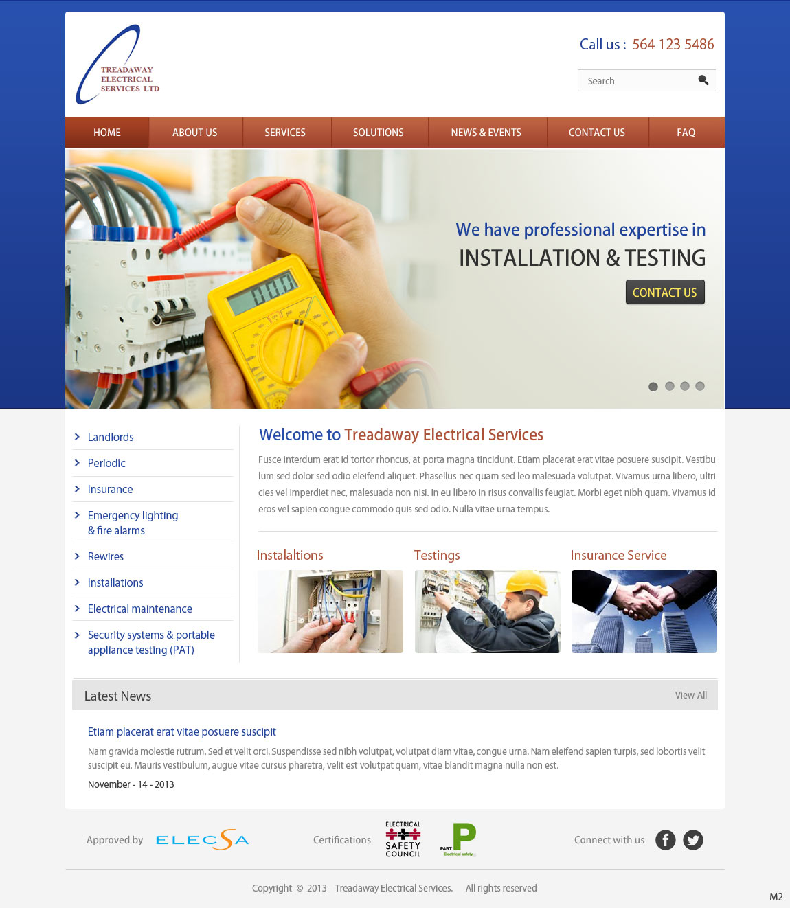 Wordpress Design by pb for Treadaway Electrical Services | Design #2673809