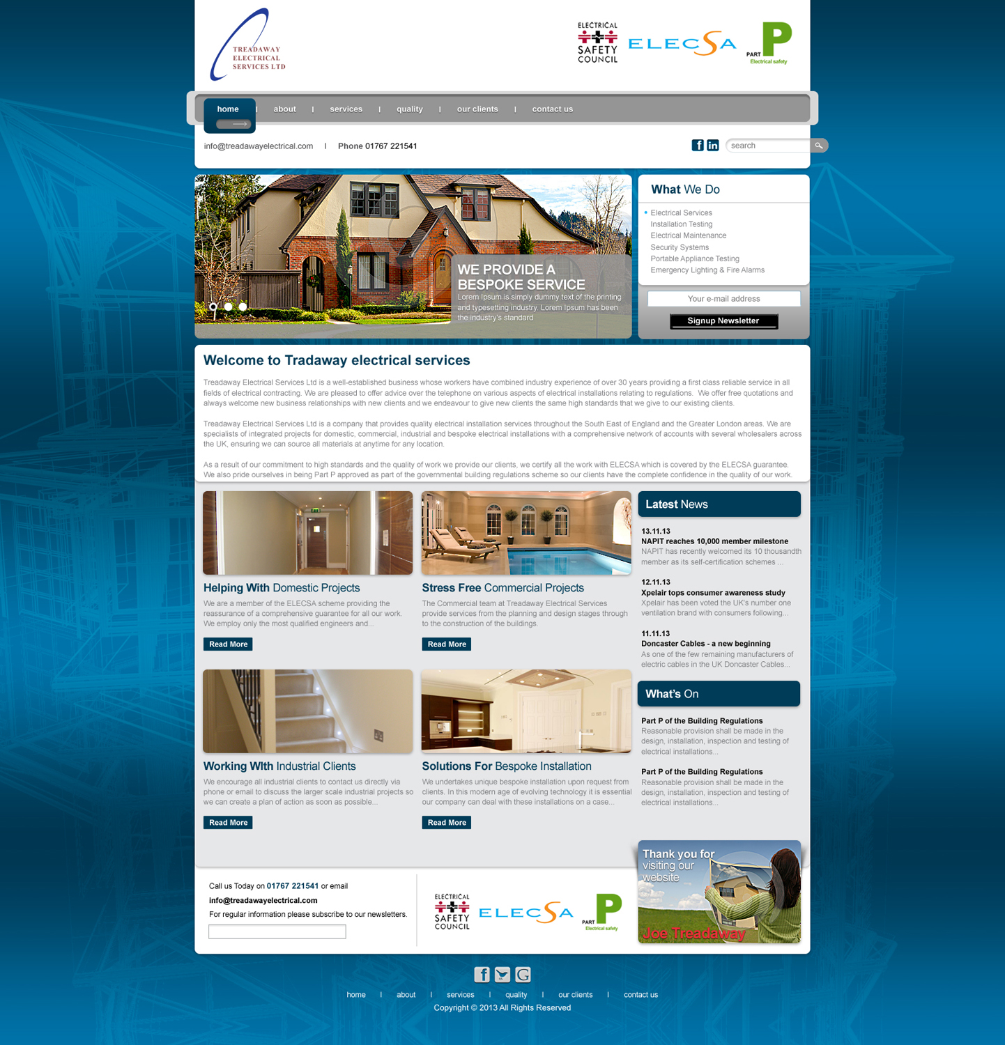 Wordpress Design by Impressive Solutions for Treadaway Electrical Services | Design #2659422