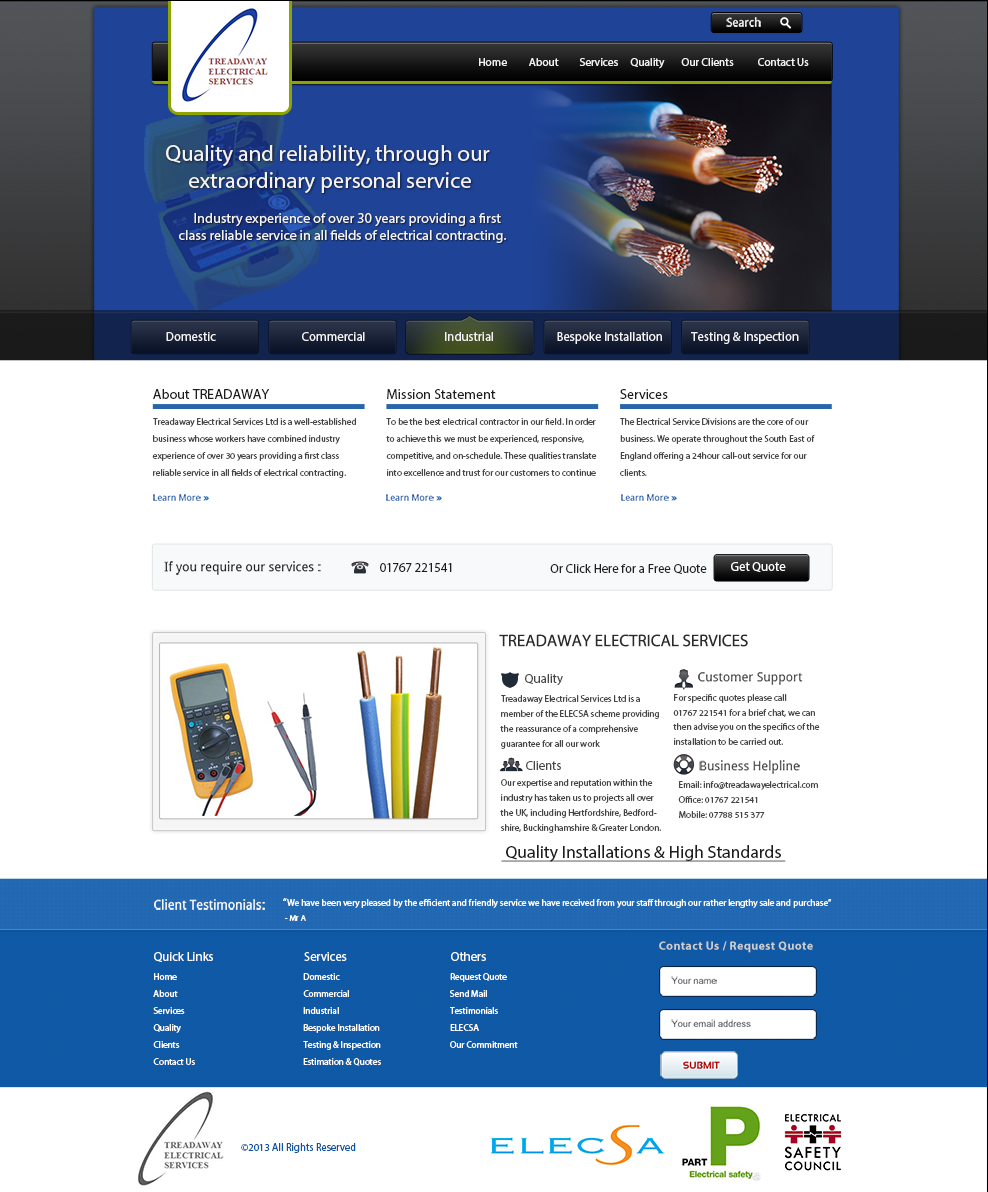 Wordpress Design by Graphicsbox for Treadaway Electrical Services | Design #2721218
