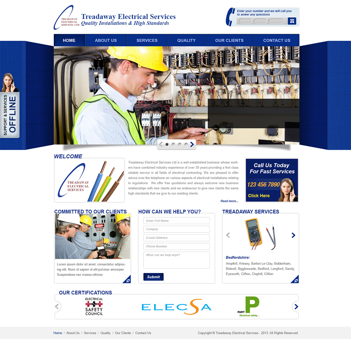Diseño Wordpress por Creative Usha para Treadaway Electrical Services | Diseño #2810051