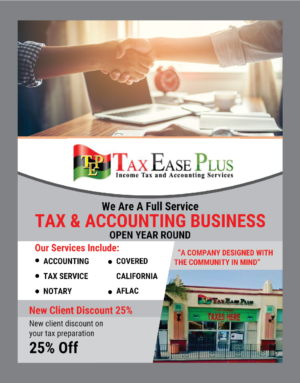 Design de Brochure par Deziners Zone pour Tax Ease Plus Accounting Services | Design : #16340104