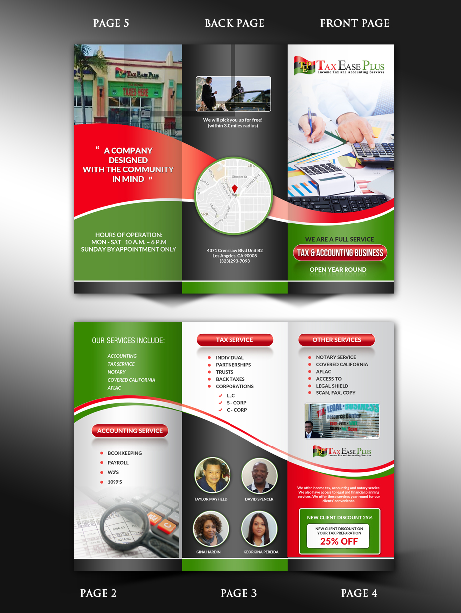Design de Brochure par innovative earth pour Tax Ease Plus Accounting Services | Design #16358873