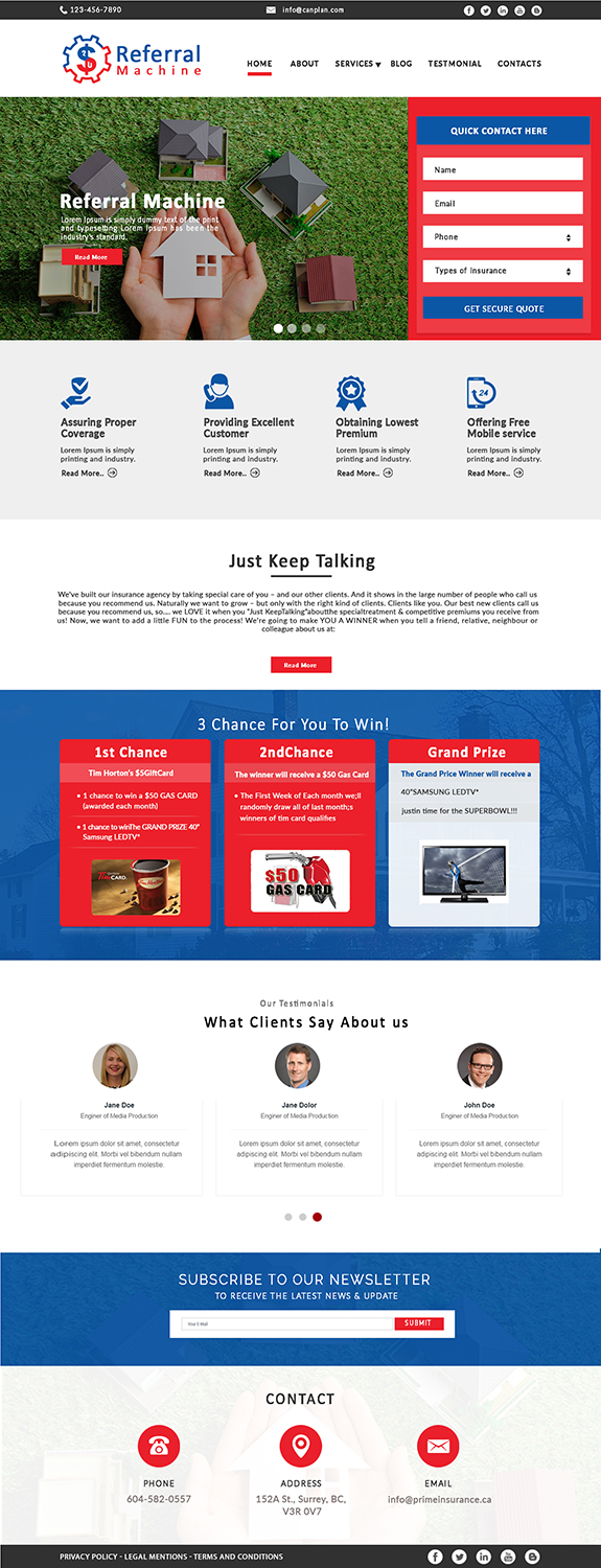 Web Design by bdesigner9 for Prime Insurance Centre Ltd | Design #16365264