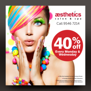40% Off Colour And Hair Service Every Monday + Wedneday | Poster Design by rkailas