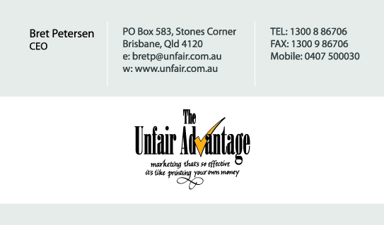 Business Card Design by HariSimha.D for the unfair advantage | Design #41277