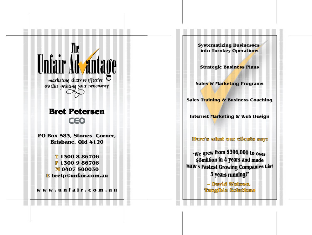 Visitenkarten-Design von elki dizayn für the unfair advantage | Design #42363