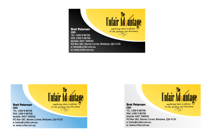 Business Card Design by Amscray Press for the unfair advantage | Design #41645