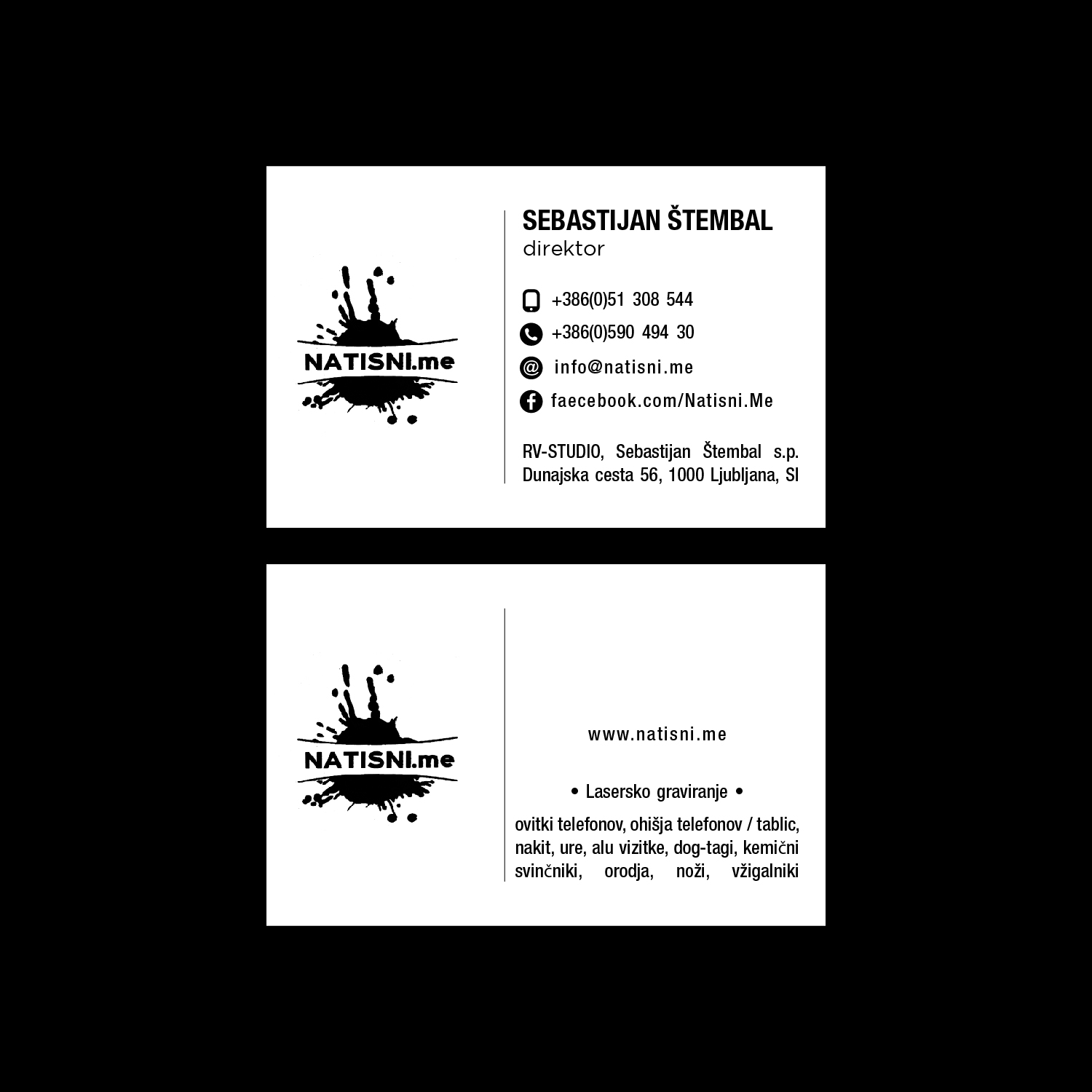 Business Card Design by Samir Gajjar for RV-STUDIO, Sebastijan ?tembal, s.p. | Design #16383544