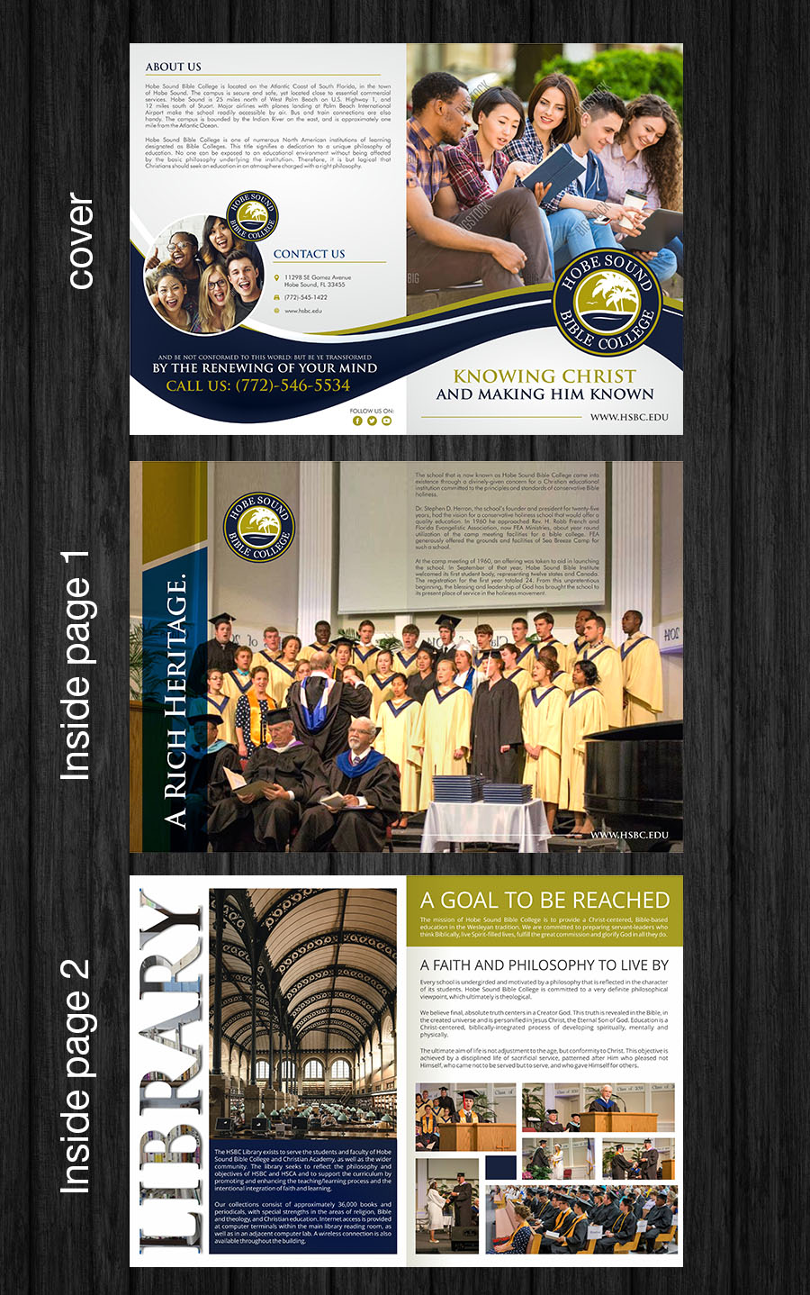 Brochure Design by ecorokerz for HOBE SOUND BIBLE COLLEGE | Design #16423328