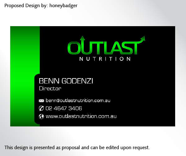 Business Card Design by rustee for Outlast Nutrition | Design #2654601