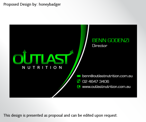Business Card Design by rustee for Outlast Nutrition | Design #2654617