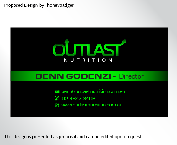Business Card Design by rustee for Outlast Nutrition | Design #2654752