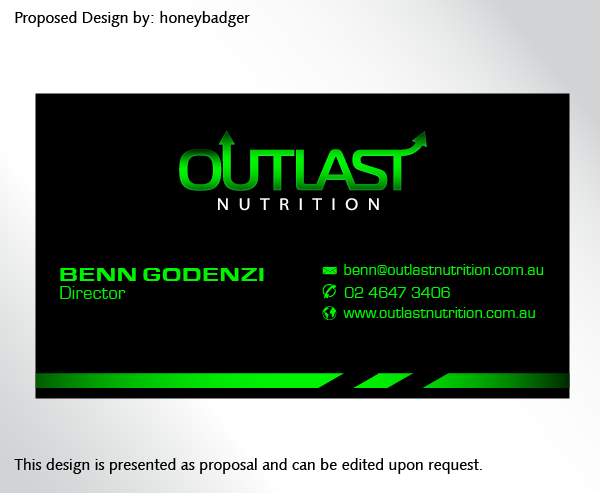 Business Card Design by rustee for Outlast Nutrition | Design #2654761