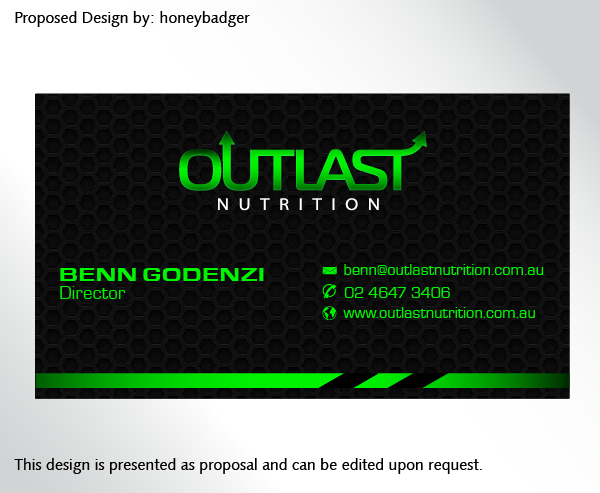 Business Card Design by rustee for Outlast Nutrition | Design #2654857