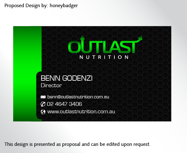 Business Card Design by rustee for Outlast Nutrition | Design #2654886