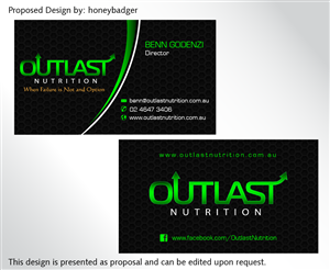 Design de Carte de Visite par rustee pour Outlast Nutrition | Design : #2665386