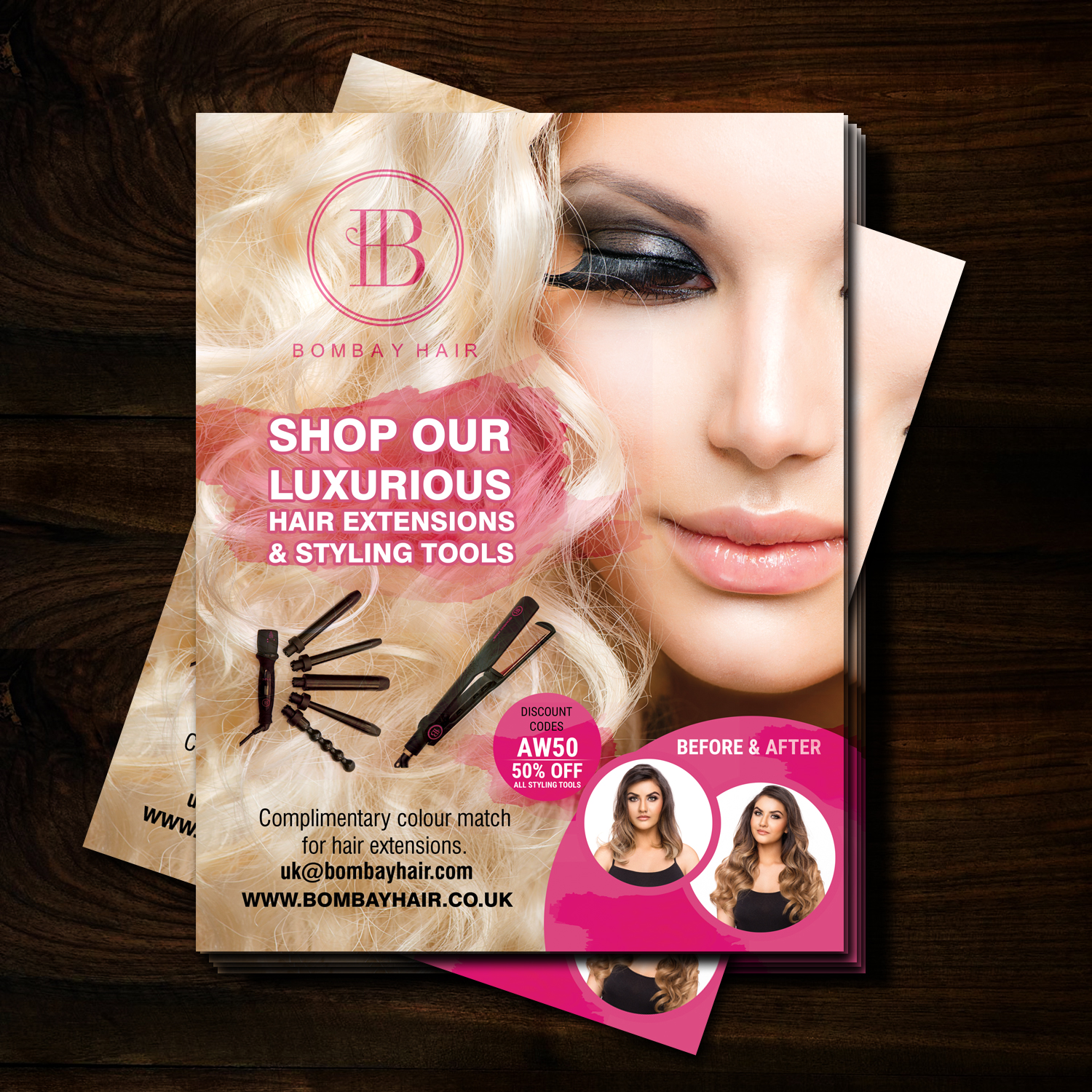 Flyer Design by uk for BOMBAY HAIR INTERNATIONAL | Design #16379410