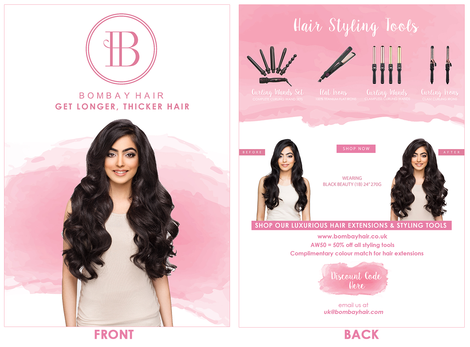 Diseño de Flyer por kimuel.malizon para BOMBAY HAIR INTERNATIONAL | Diseño #16395599
