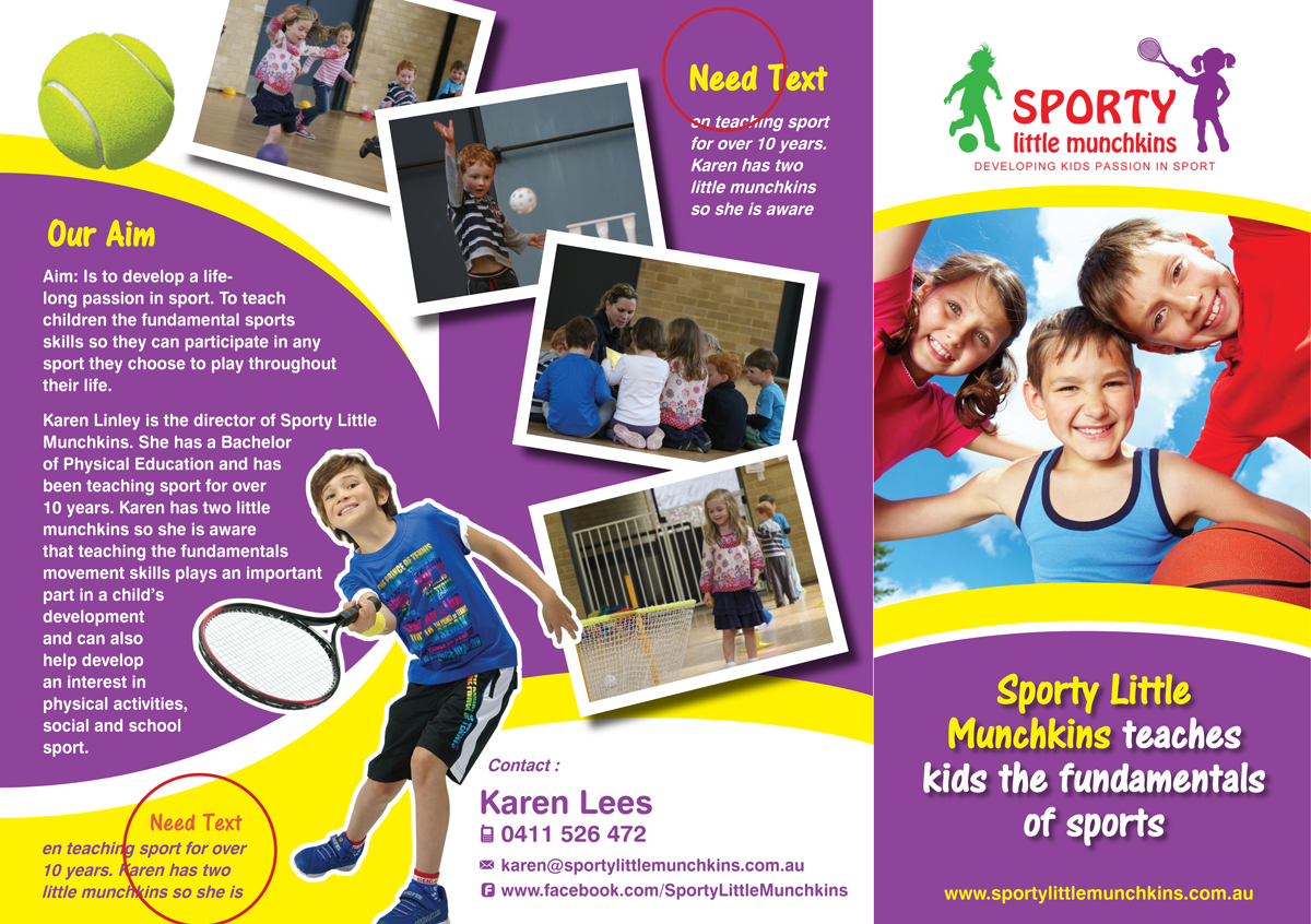 Diseño de Flyer por rkailas para Sporty Little Munchkins Pty Ltd | Diseño #3205134