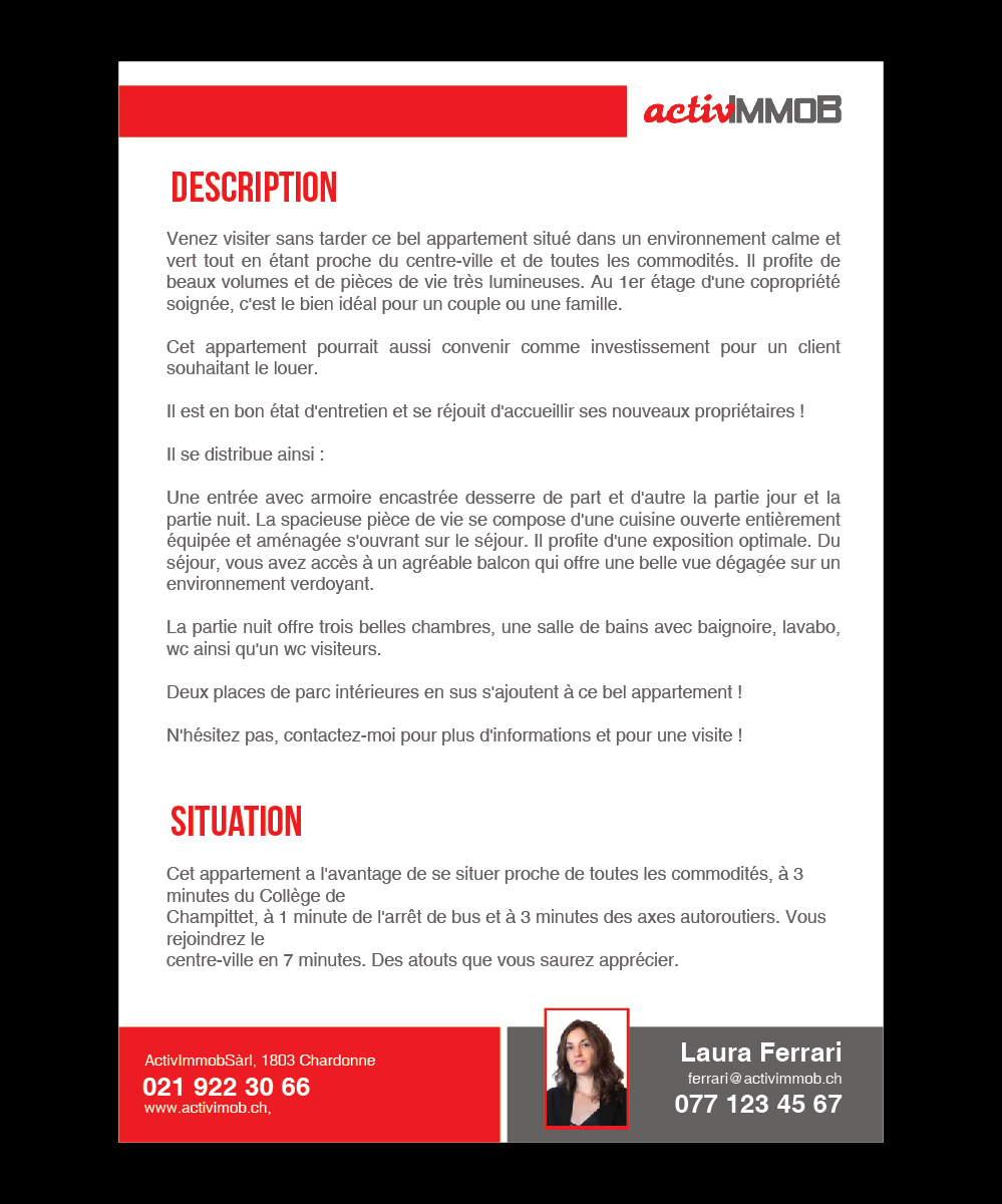 Brochure Design by Deziners Zone for ActivImmob Sàrl | Design #16425057