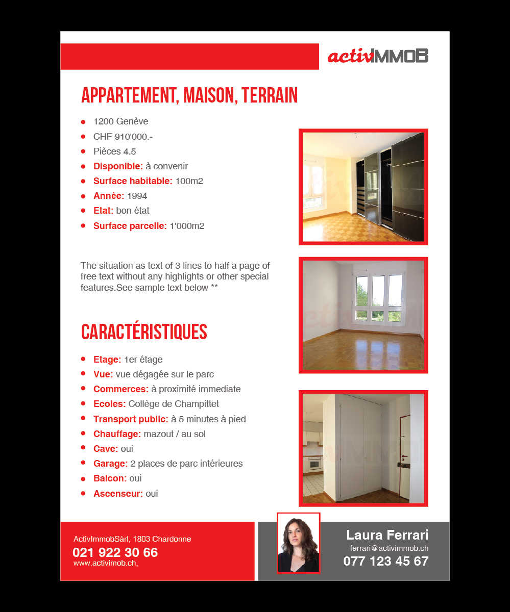 Broschüren-Design von Deziners Zone für ActivImmob Sàrl | Design #16425058