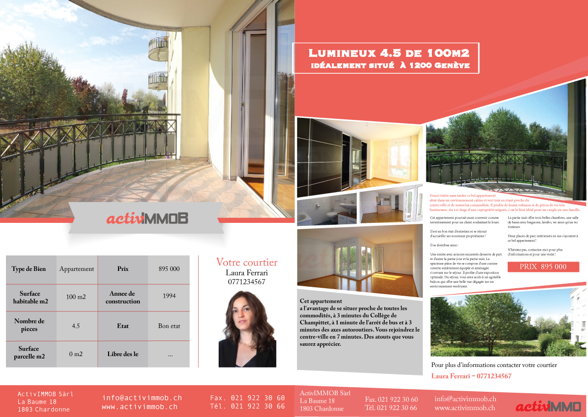 Brochure Design by miriam 3 for ActivImmob Sàrl | Design #16501836