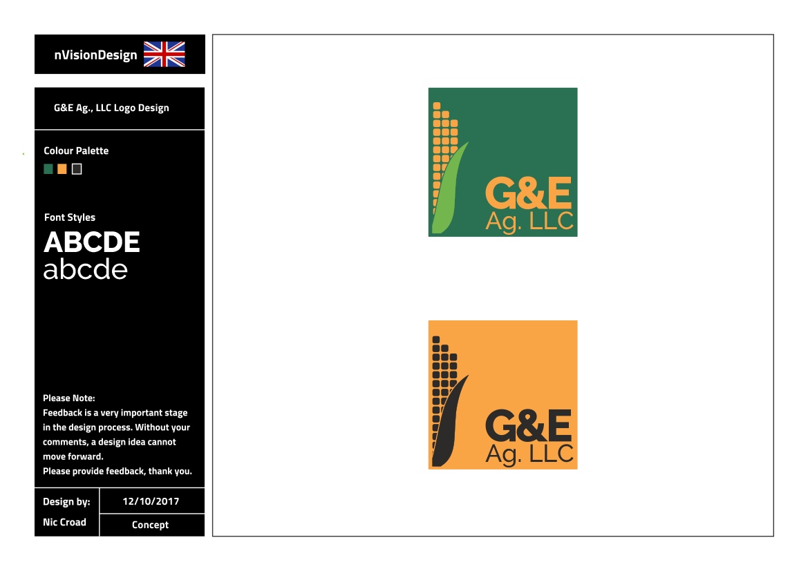 Logo Design by nvisiondesign.co.uk for G&E Ag., LLC | Design #16400140