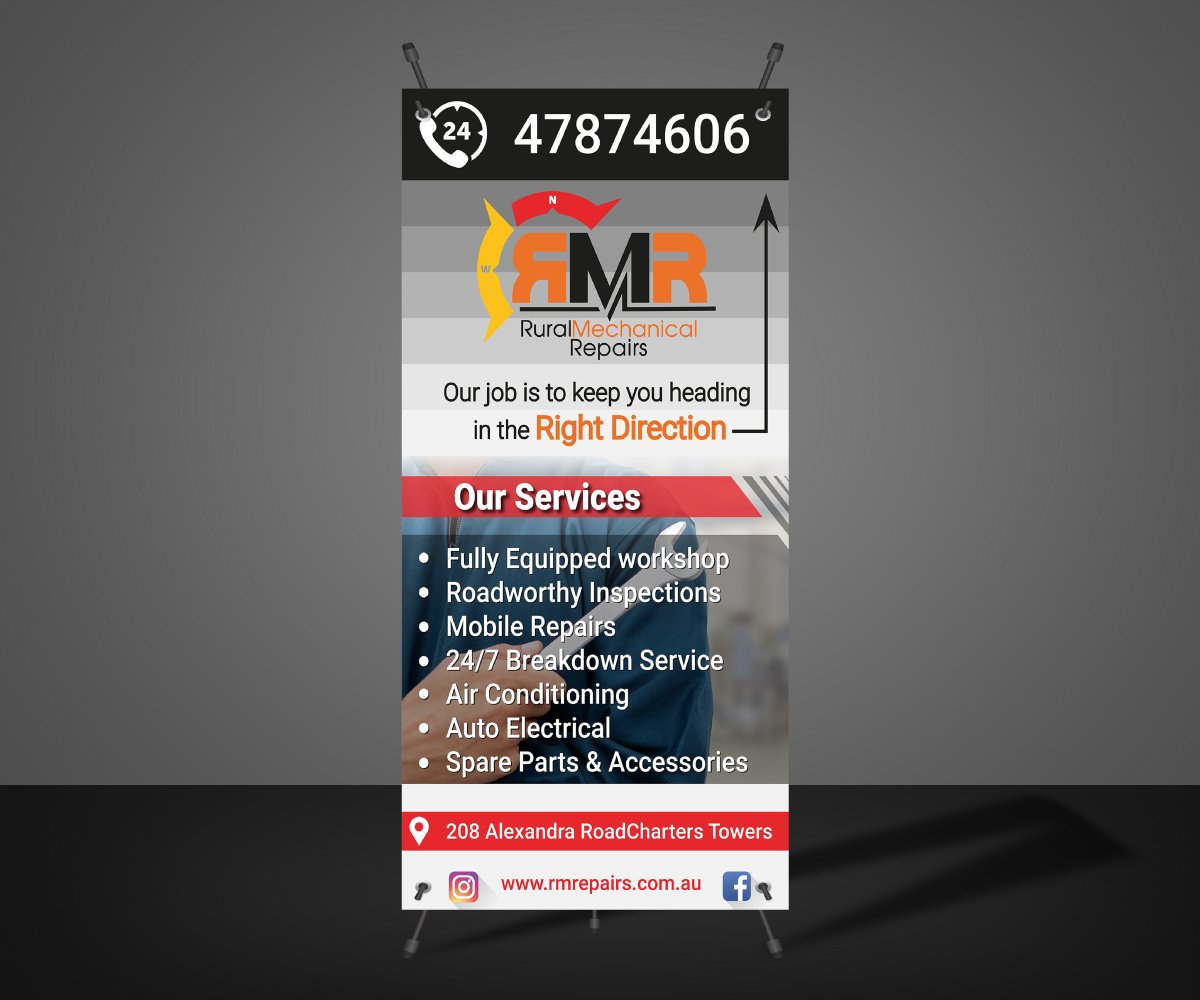 Elegant Playful Mechanic Banner Ad Design For Rural Mechanical