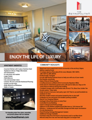 One Page Magazine Ad for New Apartment in Calgary, AB Canada | Magazine Design by DesignerGuide