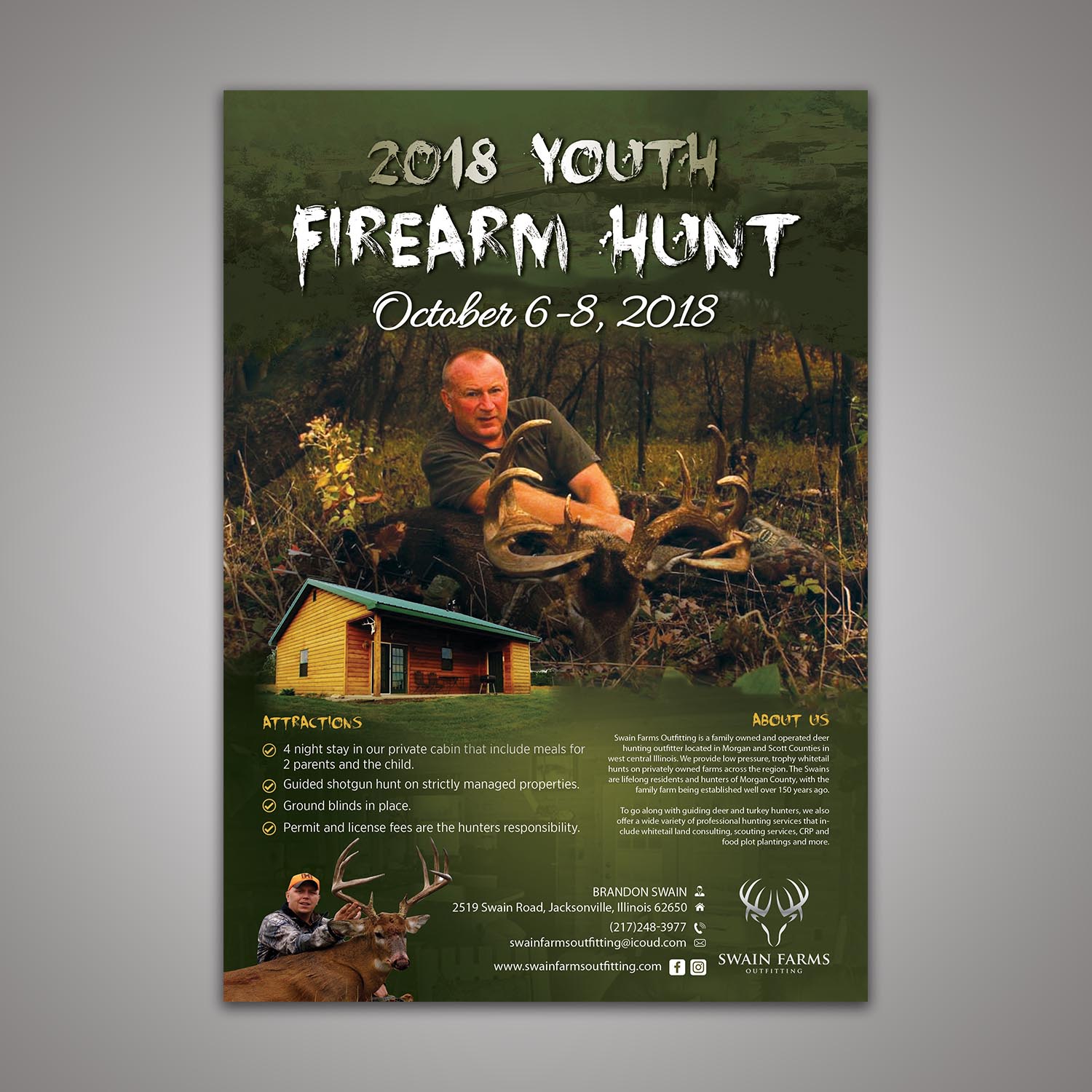serious professional hunting flyer design for a company by hih7 deer hunting farm flyer