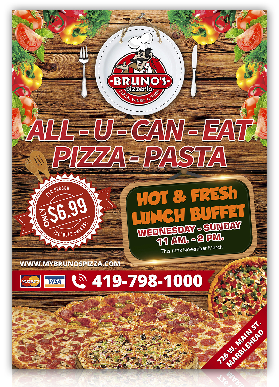 Design de Flyer par SAI DESIGNS pour Bruno's Pizzeria / Varsity Club | Design #16478559