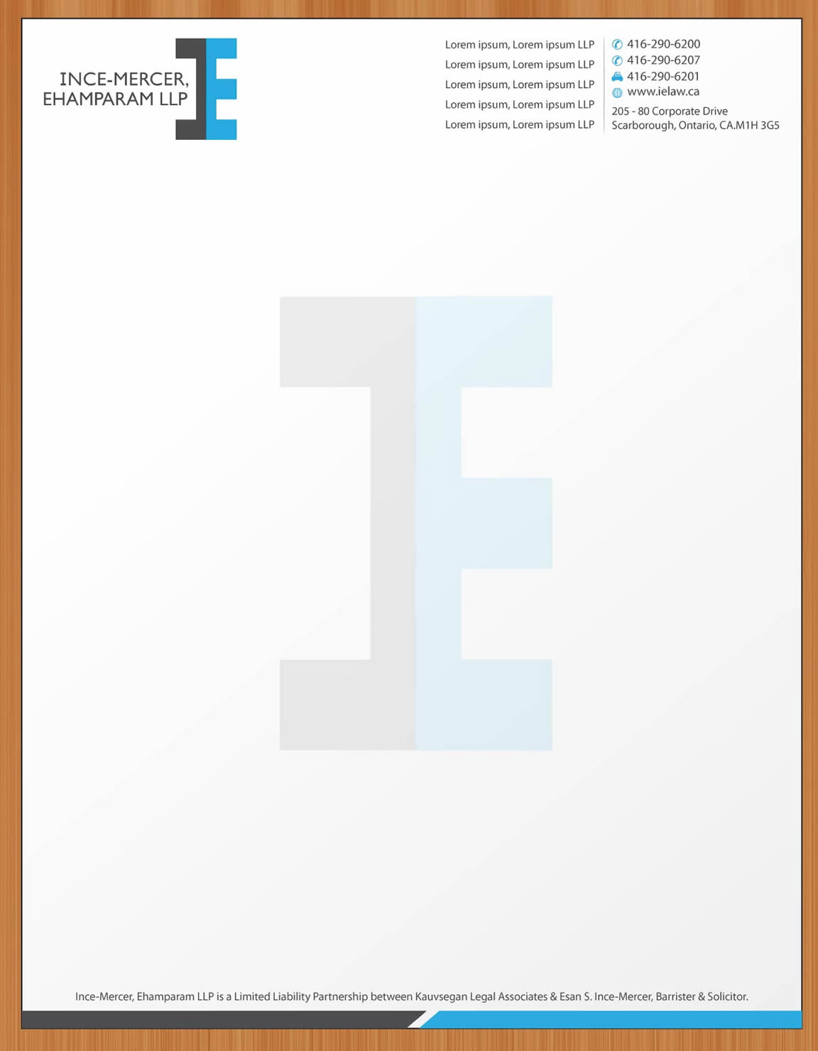 Letterhead Design by Sbss for Ince-Mercer, Ehamparam LLP | Design #2666679